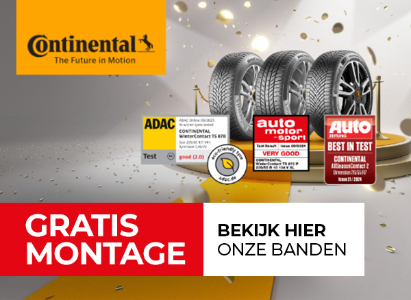 Gratis montage op alle Continental Banden